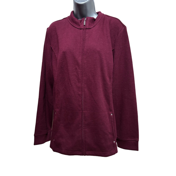 NWT Karen Scott Sport Full Zip Sweater in Plum size XL - Picture 1 of 8